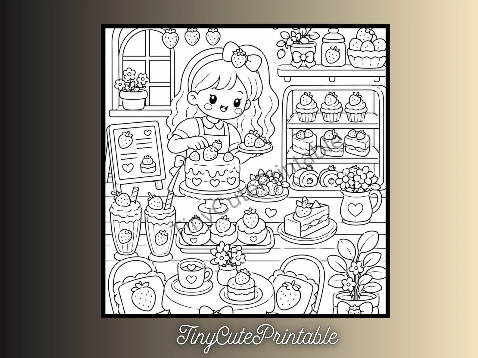 CuteLearner printable Cozy Bakery Coloring Book, Kawaii Dessert Pages, Relaxing Activity (PDF Download) — Coloring Books — preview 5